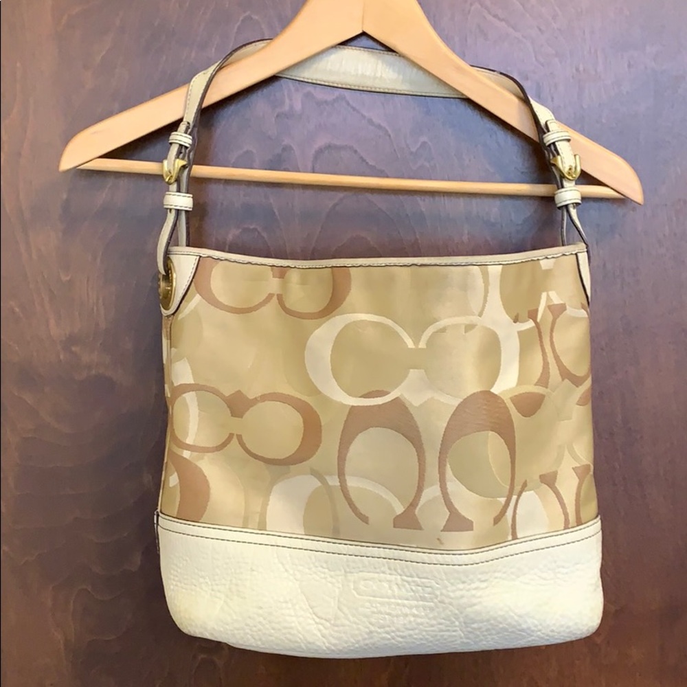 Coach Optic Bag beige& tan hues with dust bag